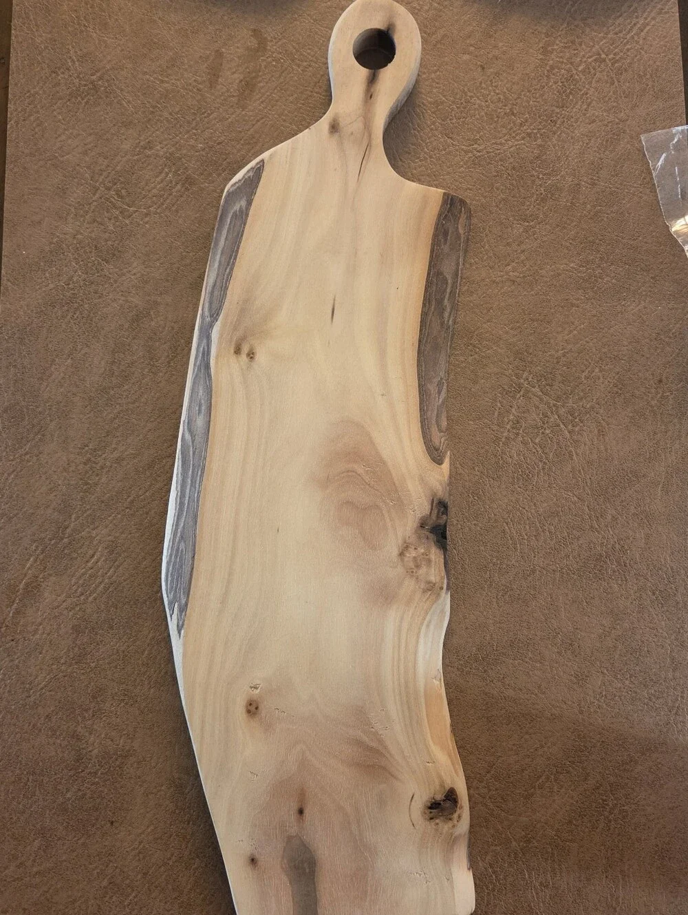 Handcrafted Live Edge Wood Cutting Board with Handle - Approx. 14.5